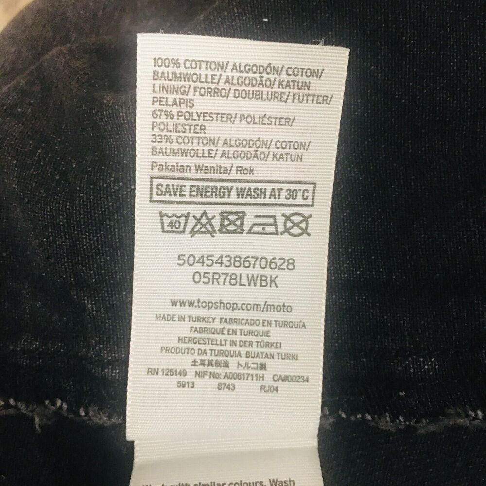 TOP SHOP MOTO Boho Black Denim Jean Floral Cross Stitch Embroidered Skirt 8 - Picture 8 of 8